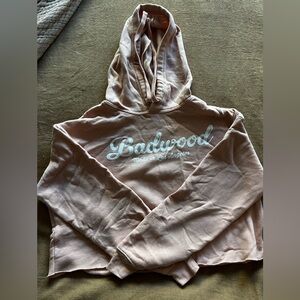 Badwood Cropped Hoodie in Baby Pink